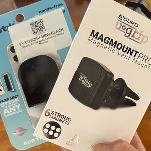 U-Grip Magnetic Vent Mount - Black and flip stick for phone
